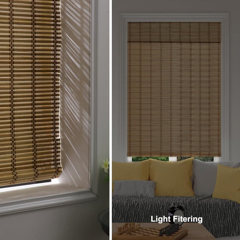 LUCKUP Cordless Roman Shades, Roll Up Bamboo Blinds for Indoor Windows, Light Filtering UV Protection Natural Bamboo Shades, Easy to Install for Home & Office, 26" W x 64" L, Natural - Image 5